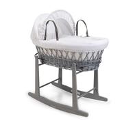 Clair de Lune Moisés de Mimbre Gris gofre con Soporte balancín estándar Gris, 68 x 30 cm (Blanco)