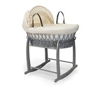 Clair de Lune Moisés de Mimbre Gris gofre con Soporte Mecedora de Lujo Gris 68 x 30 cm (Crema)