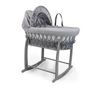 Clair de Lune Moisés de Mimbre Gris gofre con Soporte Mecedora de Lujo Gris 68 x 30 cm (Gris)