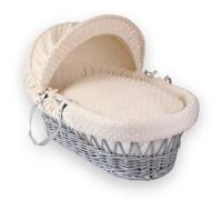 Clair de Lune Moisés de mimbre gris hoyuelo con ropa de cama, 68 x 30 cm, color crema