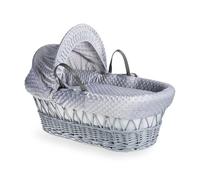 Clair de Lune Moisés de mimbre gris hoyuelo con ropa de cama, 68 x 30 cm (gris)