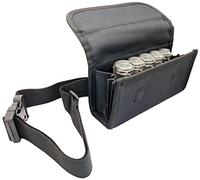 CLAIRE-FONCET Riñonera de Camarero de lona negra, Monedero de Camarero, Cartera, Billetero, incluido Dispensador/Distribuidor/Clasificador para las 8 Monedas de Euros (5 Monedas Transparente)