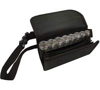 CLAIRE-FONCET Riñonera de Camarero de Lona Negra, Monedero de Camarero, Cartera, Billetero, Incluido Dispensador/Distribuidor/Clasificador para Las 8 Monedas de Euros (8 Monedas Transparente)