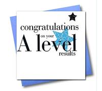 Claire Giles Hearts and Stars A Levels Congratulations Card - Blue