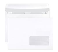 Clairefontaine 10242C - Caja de 500 sobres blancos C5 - 162 x 229 mm - Autoadhesivos - 90 g/m² - Ventana de celofán 45 x 100 (posición 20/20)