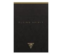 Clairefontaine 102646C - Un bloc encollé en-tête Flying Spirit Kraft 140 pages ivoire détachables 10,5x14,8 cm 90g lignées, couverture carte lustrée Noire motif aléatoire