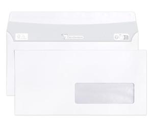 Clairefontaine 10615C - Caja de 500 sobres blancos DL-110x220mm - Autoadhesivos - 80 g/m² - Papel cristal ventana 35x100 (posición 20/20)