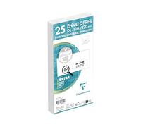 Clairefontaine 10625C - Paquete de 25 sobres blancos DL-110x220mm - Autoadhesivos - 80 g/m² - Ventana de celofán 35x100 (posición 20/20)