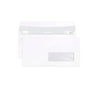 Clairefontaine 109055C - Caja de 500 sobres blancos DL-110x220mm - Autoadhesivos - 90 g/m² - Ventana de polietileno 35x100 (posición 20/20)