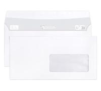 Clairefontaine 10935C - Caja de 500 sobres blancos DL-110x220mm - Autoadhesivos - 90 g/m² - Papel cristal ventana 45x100 (posición 20/20)