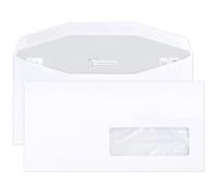 Clairefontaine 10979C - Caja de 500 sobres blancos DL2-114x229mm - Solapa adhesiva - 80g/m² - Ventana de celofán 35x100 (posición 20/20) - para plegadora automática