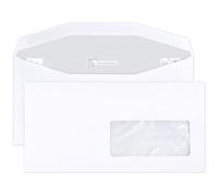 Clairefontaine 10989C - Caja de 500 sobres blancos DL2-114x229mm - Solapa adhesiva - 80g/m² - Ventana de celofán 45x100 (posición 20/20) - para plegadora automática