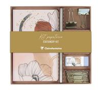 Clairefontaine 115984C - Kit de papelería que contiene un cuaderno 11 x 17 cm 64 páginas lineadas, un lápiz de papel, 2 pinzas dobles clip, 10 clips y una goma - Colección Evanescence