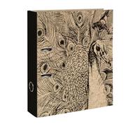 Clairefontaine 116050C - Archivador de palanca de cartón con motivos naturaleza/pavo real, acabado kraft, espalda 70 mm, A4 maxi - Home Office - Colección Le Cerisier Blanc