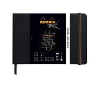 Clairefontaine 116116C - Cuaderno cosido con borde rígido Rhodia Carb'on Book de 112 páginas de papel dibujo Carb'on negro 120 g 21 x 14 cm 8 cm (formato paisaje), tapa de piel sintética negra