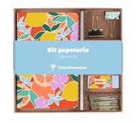 Clairefontaine 116283C - Un Kit de Papeterie contenant un Carnet 11x17 cm 64 Pages Lignées, un Crayon de Papier, 2 Pinces doubles-clip, 10 Trombones et une Gomme - Collection Dolce Amore