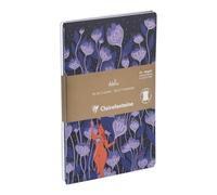 Clairefontaine 116296C - Juego de 2 cuadernos cosidos hilo - Cuaderno de piel índigo y cuaderno impreso con decoración celeste A5 14,8 x 21 cm, 64 páginas con líneas de papel blanco 90 g - Colección