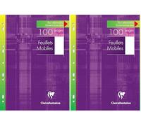 Clairefontaine 1730C - Un étui carton de 100 pages Feuillets mobiles perforés 21x29,7 cm 90g unis blancs (Paquete de 2)