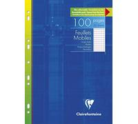 Clairefontaine 1732 C - Bloc de anillas A4, cuadriculado, margen doble pack de 10 x 50 hojas