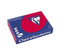 Clairefontaine 1782C - Caja de papel de color contiene 5 packs. - A4, 80g/m2, Resma de papel (nº de hojas: 500) por pack. Total de hojas por caja: 2500 - Color: Rojo Grosella