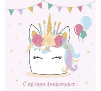 Clairefontaine 20030C - Juego de invitaciones para cumpleaños (8 Sobres individuales, 11,6x11,6 cm y 8 sobres de 12 x 12 cm), diseño de unicornio