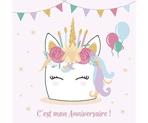 Clairefontaine 20030C - Juego de invitaciones para cumpleaños (8 Sobres individuales, 11,6x11,6 cm y 8 sobres de 12 x 12 cm), diseño de unicornio