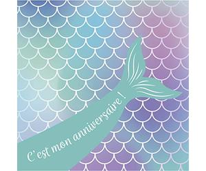 Clairefontaine 20031C - Juego de invitaciones de cumpleaños (8 Sobres individuales 11,6 x 11,6 cm, 8 sobres de 12 x 12 cm), diseño de sirena