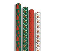 Clairefontaine 202060AMZC - Caja de 12 rollos de papel de regalo - Papel Excellia 80 g - Dimensiones: 2 x 0,70 m - Patrón: «Copos», Fiestas de Navidad