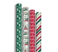 Clairefontaine 202084AMZC- Caja de 12 rollos de papel de regalo - Papel Excellia 80 g - Dimensiones: 2 x 0,70 m - Diseño: "Hohoho", Fiestas de Navidad