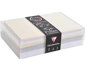 Clairefontaine 20842C - Correspondance Pollen - Coffret 40 Enveloppes C6 11,4x16,2cm + 40 Cartes Simples 11x15,5cm - Thème Mariage - 5 Coloris Différents