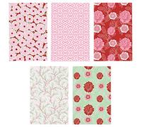 Clairefontaine 211419AMZC - Caja de 12 rollos de papel de regalo - Papel Excellia 80 g - Tamaño: 2 x 0,70 m - Patrón: flores, vegetal, verde, rosa, rojo - Embalaje de regalo