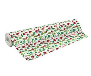 Clairefontaine 211943C - Una bobina de papel de regalo - Alianza 60 g - Tamaño: 50 x 0,70 m - Diseño: regalos rojos, verdes, fondo blanco - Embalaje de regalo, especial gran longitud, papel de regalo