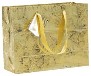 Clairefontaine 212850Cpack - Lote de 5 bolsas de regalo premium - Formato de compras, 32 x 13 x 24,5 cm, 170 g, diseño de hojas plateadas, florales, ideal para: juegos de sociedad, rompecabezas, ropa
