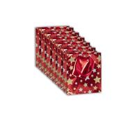Clairefontaine 212901Cpack - Lote de 5 bolsas pequeñas para regalo premium - Formato bolsillo - 12 x 4,5 x 13,5 cm, 170 g, diseño de estrellas sobre fondo rojo - ideal para: perfume, libro bolsillo,