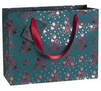 Clairefontaine 212904Cpack - Lote de 5 bolsas de regalo premium - Formato de compras - 32 x 13 x 24,5 cm - 210 g - Patrón: abetos fondo verde - Embalaje de regalo, ideal para: Juegos de Sociedad,