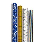 Clairefontaine 214001AMZC - Caja de 12 rollos de papel de regalo - Papel kraft blanco 70 g - Dimensiones: 2x0,70 m - Patrón: Bike - Envuelto para regalo