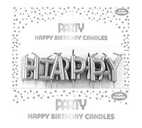 Clairefontaine 24327-SC - Un juego de velas metálicas con forma de letra para inscripción "Happy Birthday", color plateado
