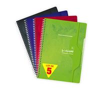 Clairefontaine 277C Calligraphe - Cuadernos de espiral (5 unidades, A4, cuadrados, 90 hojas, 70 g), varios colores