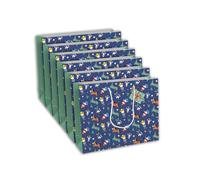 Clairefontaine 28782-6Cpack - Juego de 6 bolsas de regalo Excellia - Formato de compras, 37,3 x 11,8 x 27,5 cm, 210 g, diseño de estrellas blancas sobre fondo azul, ideal para: juegos de mesa,