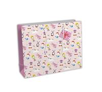 Clairefontaine 28788-6Cpack - Juego de 6 bolsas de regalo Excellia - Formato de compras, 37,3 x 11,8 x 27,5 cm, 210 g, diseño de estrellas blancas sobre fondo rosa, ideal para: juegos de mesa,