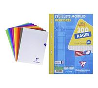 Clairefontaine 299361AMZC Lot de 9 Cahiers Agrafés Mimesys 24x32 cm 96 Pages Grands Carreaux + 17551C Un Étui de Feuillets Mobiles Perforés