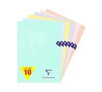 Clairefontaine 308166Cpack - Lote de 10 cuadernos con grapas Mimesys Pastel, A4, 21 x 29,7 cm, 96 páginas con líneas - Papel blanco 90 g - Cubiertas de polietileno opaca surtidos aleatorios