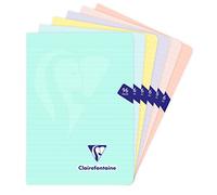 Clairefontaine 308686C - Cuaderno con grapa Mimesys Pastel, A5, 14,8 x 21 cm, 96 páginas rayadas, papel blanco 90 g, manta de poliuretano opaco, color aleatorio