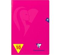 Clairefontaine 313751Cpack - Lote de 10 cuadernos con grapas Mimesys rosa, 17 x 22 cm, 48 páginas grandes azulejos - Papel blanco 90 g - Cubiertas de Polypro