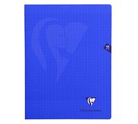 Clairefontaine 322311C - Un paquet de 10 cahiers piqués Mimesys 48 pages 24x32 cm 90g grands carreaux, couverture polypro (plastique), Bleu marine