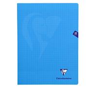 Clairefontaine 323311C - Un paquet de 10 cahiers piqués Mimesys 48 pages 24x32 cm 90g grands carreaux, couverture polypro (plastique), Bleu