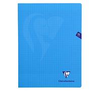 Clairefontaine 323361C - Un paquet de 10 cahiers piqués Mimesys 96 pages 24x32 cm 90g grands carreaux, couverture polypro (plastique), Bleu