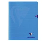 Clairefontaine 323362C - Un paquet de 10 cahiers piqués Mimesys 96 pages 24x32 cm 90g petits carreaux, couverture polypro (plastique), Bleu