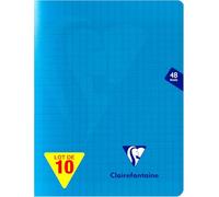 Clairefontaine 323751Cpack - Lote de 10 cuadernos grapados Mimesys azules - 17 x 22 cm - 48 páginas grandes azulejos - Papel blanco 90 g - Cubiertas Polypro
