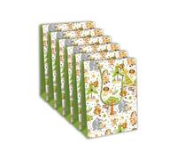 Clairefontaine 32502-2Cpack - Juego de 6 bolsas de regalo kraft blanco - Tamaño ancho - 26,5 x 14 x 33 cm - 210 g - Diseño: Safari - Embalaje de regalo, ideal para: Juegos de Sociedad, Puzzles